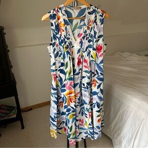 Dress Addict Floral V Neck Sleeveless Midi Dress Pintuck Medium